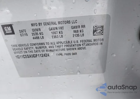 2016 Chevrolet Malibu Limited Lt from USA, damaged, VIN 1G11C5SA9GF112424